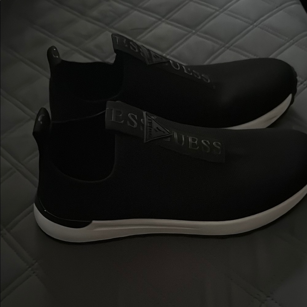 Black Slip-On Sneakers with Knit Upper